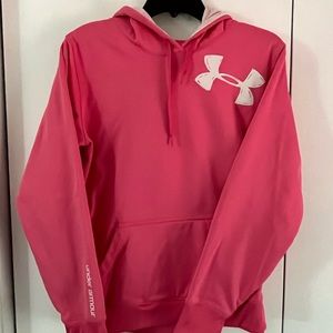 Pink under armor semi fitted cold gear sweatshirt